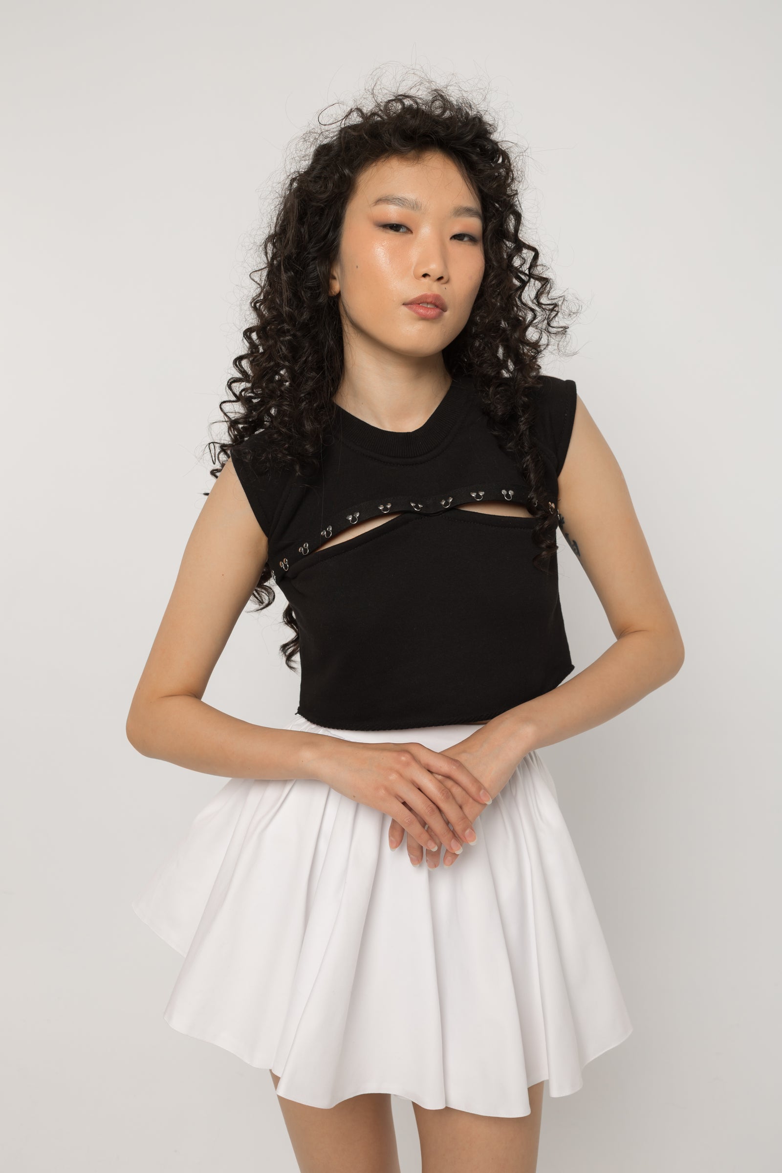 Pierced Cutout Crop Top