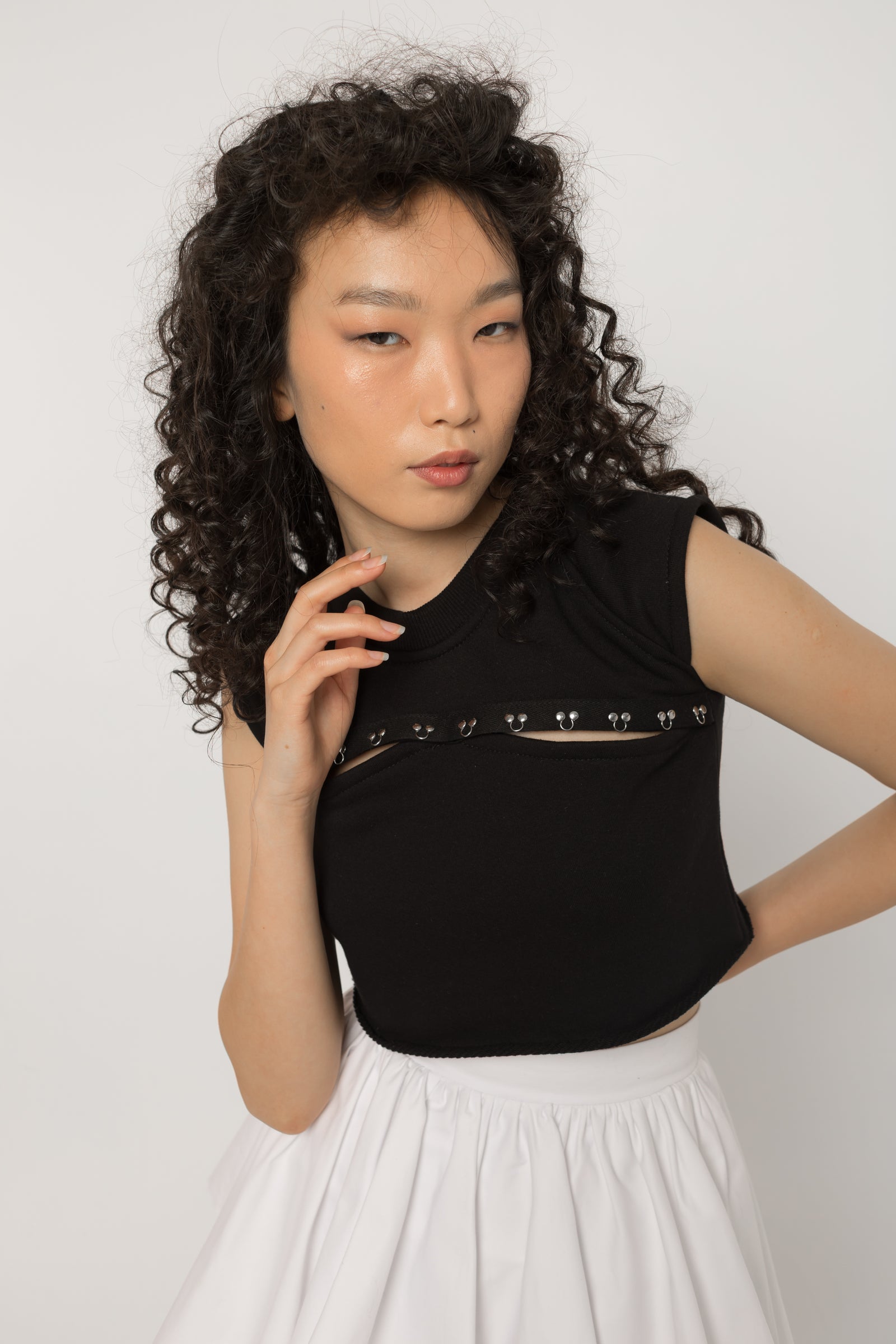 Pierced Cutout Crop Top