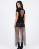 Close up of the black tulle heart cutout on the back of the Girl Code t-shirt dress