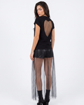 Close up of the black tulle heart cutout on the back of the Girl Code t-shirt dress