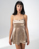 Girl Code champagne satin backless mini dress with a straight neckline