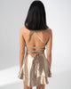 Girl Code champagne satin backless mini dress with crossed straps at the back