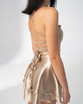 Girl Code champagne satin backless mini dress