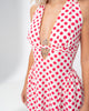 Girl Code polka dot halter mini dress in white with fuchsia dots and a flared A line skirt
