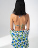 Girl Code printed satin three piece set in blue and green satin