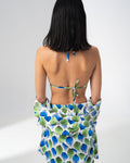 Girl Code printed satin three piece set in blue and green satin