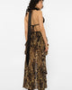 Mini front of the snake print high-low skirt over black elastic lining