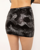 Back view of the suede snake print silver skirt from the Girl Code two-piece set